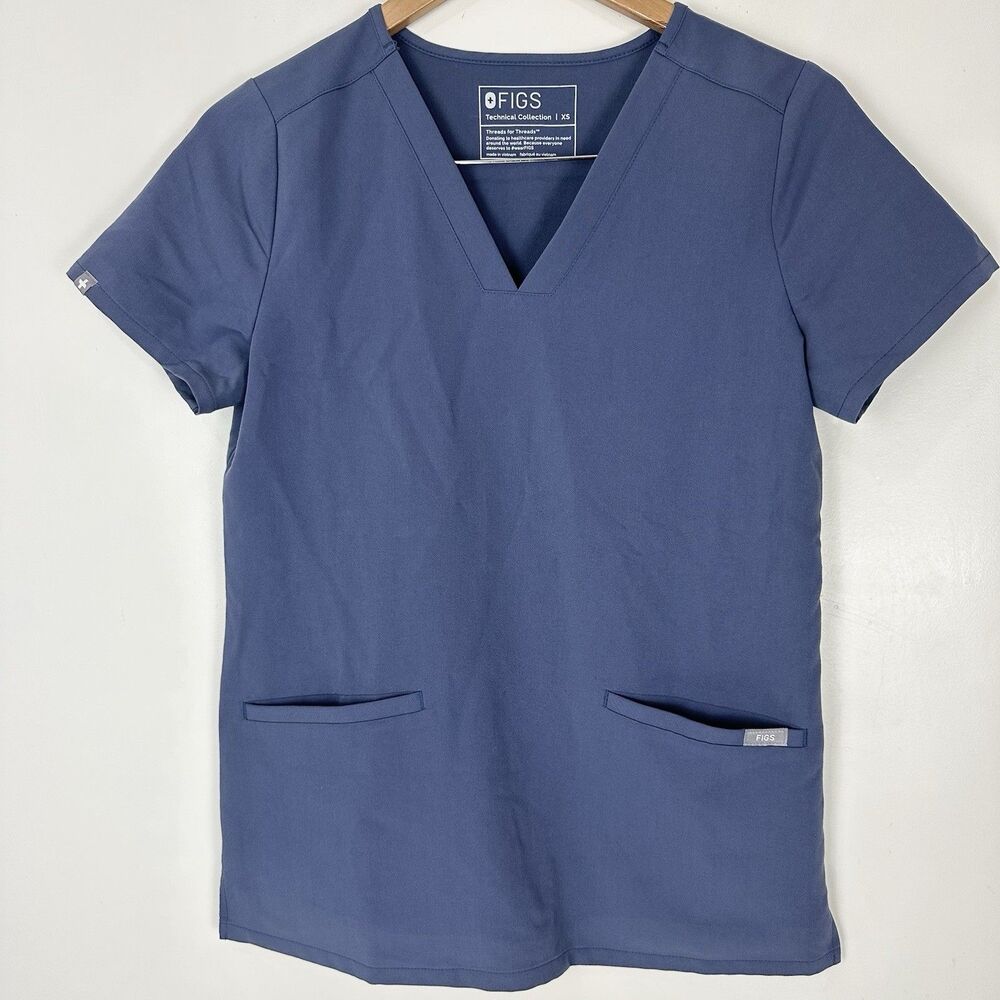 Figs Casma Three Pocket Space Navy Women’s Scrub Top Size XS PO#2699